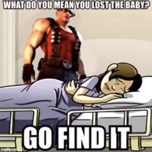 lost the baby? go find it | image tagged in lost the baby go find it | made w/ Imgflip meme maker