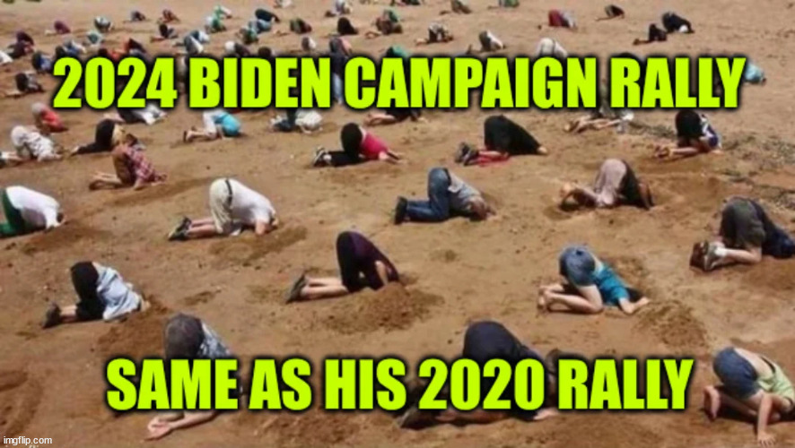 You can't tell the difference between a 2020 and a 2024 Biden rally... | image tagged in biden rally,never happened | made w/ Imgflip meme maker
