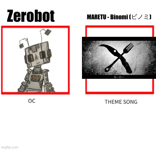 Zerobot’s favorite music artist is MARETU or any Vocaloid producer | MARETU - Binomi (ビノミ); Zerobot | image tagged in oc theme song | made w/ Imgflip meme maker