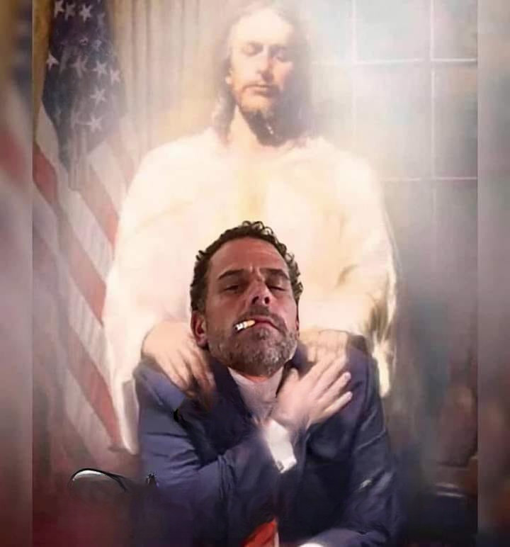 High Quality Hunter Biden with Jesus Christ, both having been found guilty. Blank Meme Template