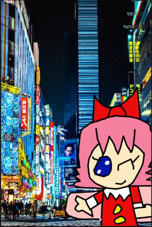 tokyo | image tagged in ribbon,kirby,tokyo,artwork,cute | made w/ Imgflip meme maker