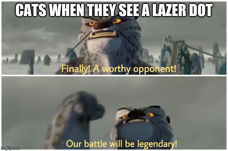 Our Battle Will Be Legendary | CATS WHEN THEY SEE A LAZER DOT | image tagged in our battle will be legendary | made w/ Imgflip meme maker