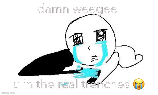 like gang.. | damn weegee; u in the real trenches 😭 | image tagged in mee | made w/ Imgflip meme maker
