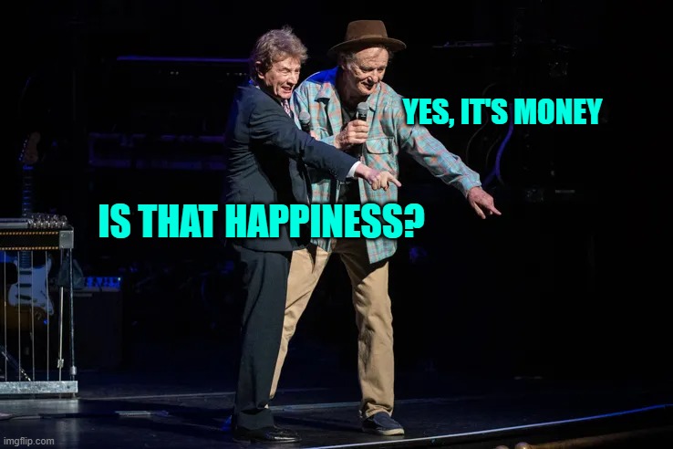 a normal conversation with my cousin be like: | YES, IT'S MONEY; IS THAT HAPPINESS? | made w/ Imgflip meme maker