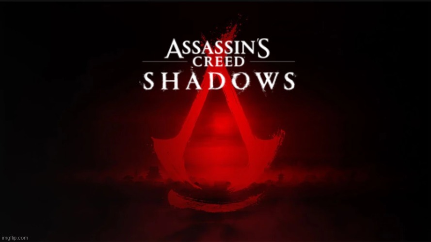 AC Shadows Wallpaper with title | image tagged in assassins creed,shadows | made w/ Imgflip meme maker