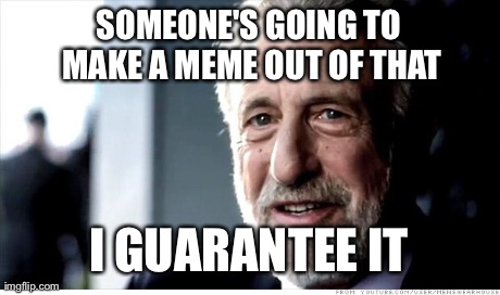 I Guarantee It Meme | SOMEONE'S GOING TO MAKE A MEME OUT OF THAT I GUARANTEE IT | image tagged in memes,i guarantee it | made w/ Imgflip meme maker