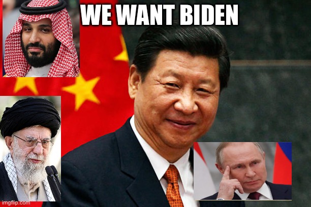 Xi Jinping | WE WANT BIDEN | image tagged in xi jinping | made w/ Imgflip meme maker