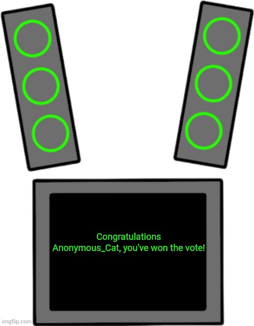 Blank data face | Congratulations Anonymous_Cat, you've won the vote! | image tagged in blank data face | made w/ Imgflip meme maker