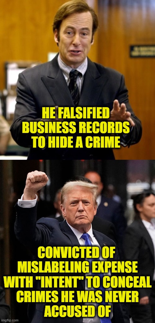 Half the truth is as good as a lie | HE FALSIFIED
BUSINESS RECORDS
TO HIDE A CRIME; CONVICTED OF 
MISLABELING EXPENSE
WITH "INTENT" TO CONCEAL
CRIMES HE WAS NEVER
ACCUSED OF | image tagged in donald trump | made w/ Imgflip meme maker