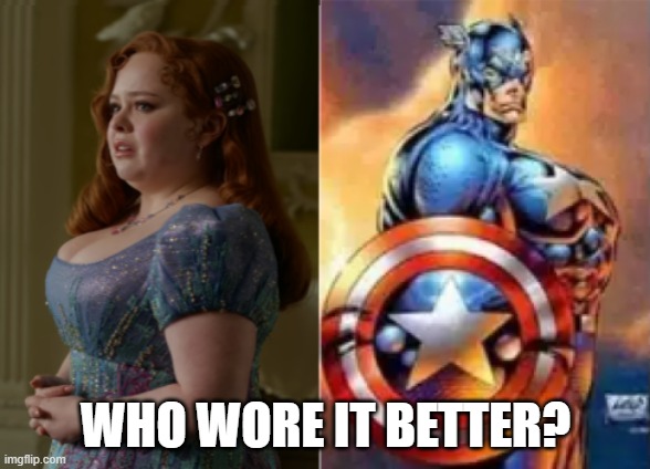 Bridgertain | WHO WORE IT BETTER? | image tagged in bridgerton,rob liefeld | made w/ Imgflip meme maker