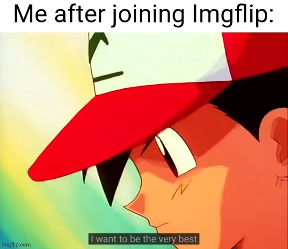 Me when I found out about Imgflip | Me after joining Imgflip: | image tagged in i want to be the very best | made w/ Imgflip meme maker