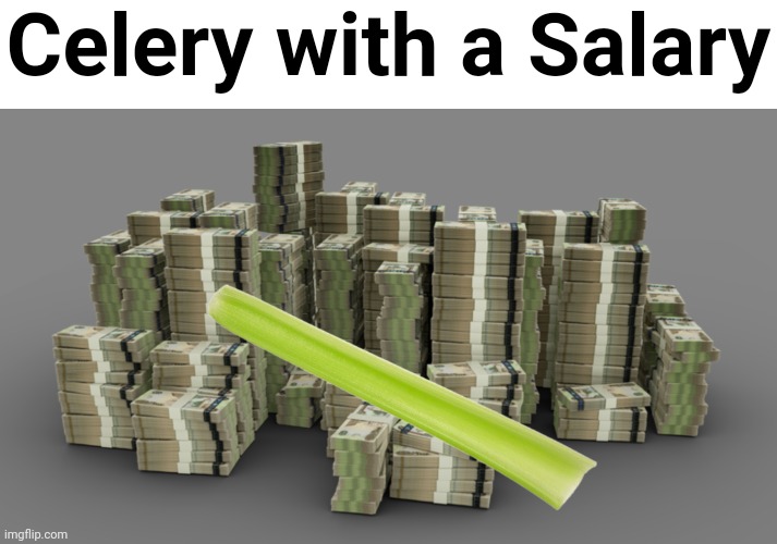 When the Celery gets a Salary | Celery with a Salary | image tagged in stacks of cash,food,food memes,vegetables,plant | made w/ Imgflip meme maker