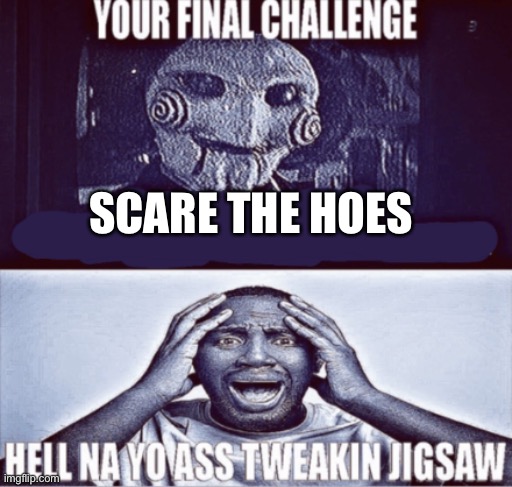 . | SCARE THE HOES | image tagged in your final challenge | made w/ Imgflip meme maker