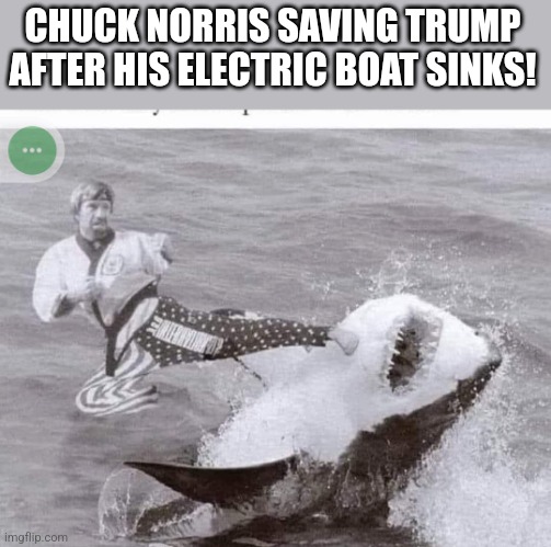 Saving Trumpy Dummy | CHUCK NORRIS SAVING TRUMP AFTER HIS ELECTRIC BOAT SINKS! | image tagged in conservative,republican,trump,maga,nevertrump | made w/ Imgflip meme maker
