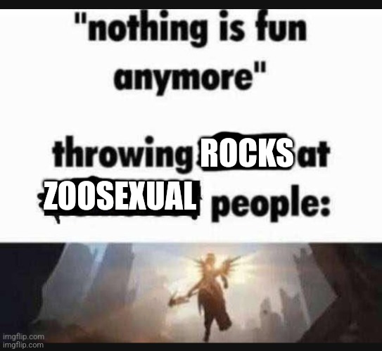 Nothing is fun anymore | ROCKS; ZOOSEXUAL | image tagged in nothing is fun anymore | made w/ Imgflip meme maker