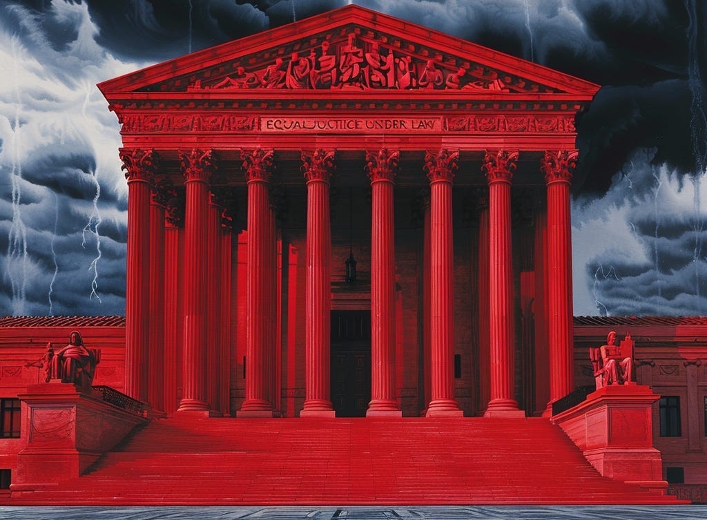 High Quality The Supreme Court, red for bloody foolish, extreme decisions Blank Meme Template