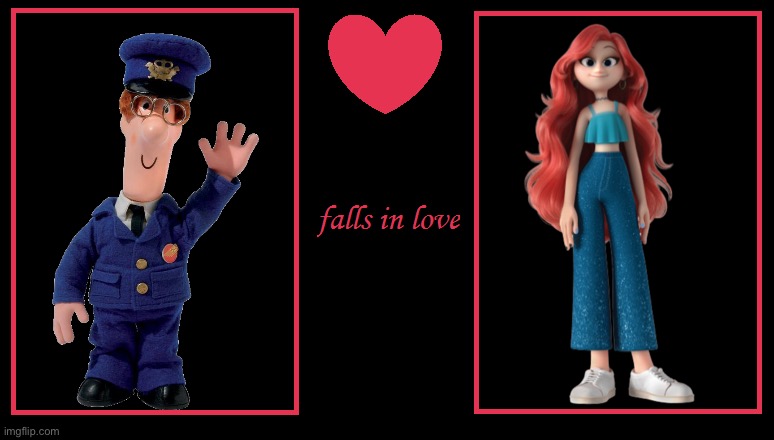 What if Postman Pat falls in love with Chelsea Van Der Zee? | image tagged in what if a character falls in love,postman pat,chelsea van der zee,woodland animations ltd,dreamworks,bbc | made w/ Imgflip meme maker