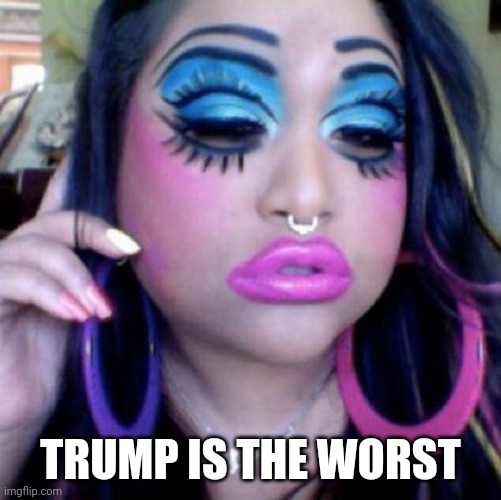 clown makeup | TRUMP IS THE WORST | image tagged in clown makeup | made w/ Imgflip meme maker
