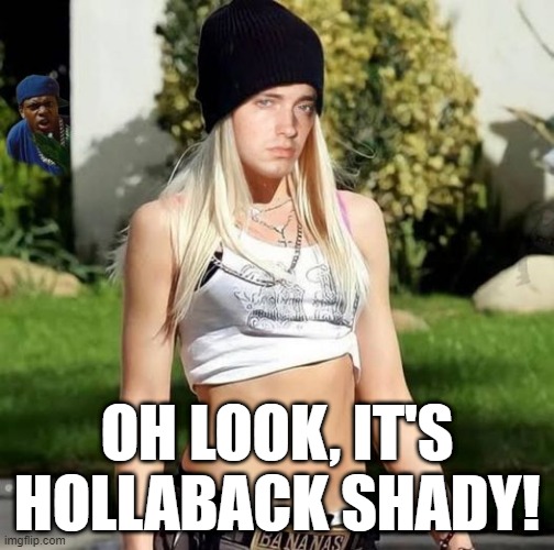 Gweminem | OH LOOK, IT'S HOLLABACK SHADY! | image tagged in music,eminem,gwen | made w/ Imgflip meme maker
