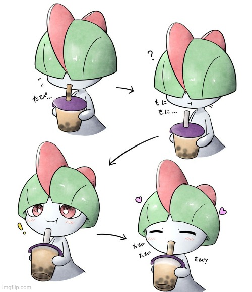 Ralts tries Boba Tea (Art by Kashiwa) | made w/ Imgflip meme maker