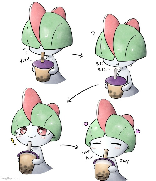 Ralts tries Boba Tea (Art by Kashiwa) - Imgflip