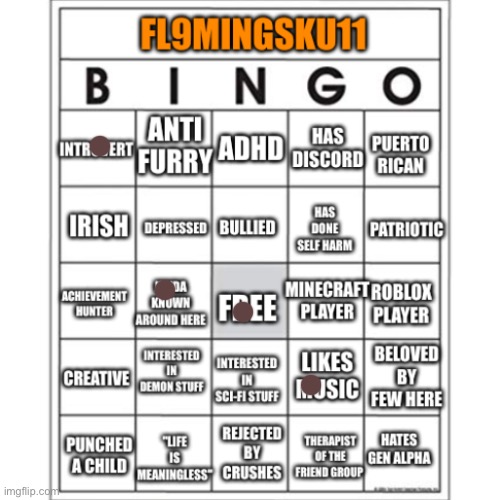 this bingo is depressing asl | image tagged in fl9mingsku11 bingo | made w/ Imgflip meme maker
