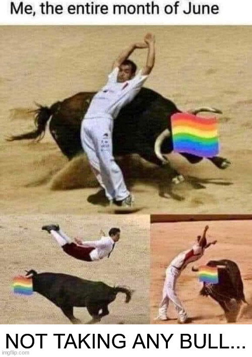 Let them do their thing... I'll do mine... | NOT TAKING ANY BULL... | image tagged in pride month,what a joke | made w/ Imgflip meme maker