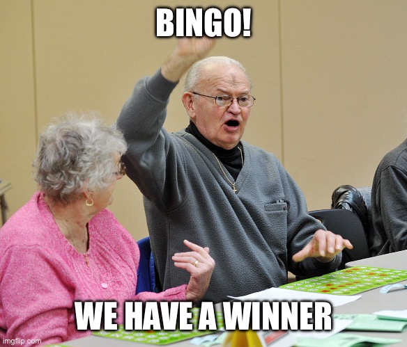 Bingo | BINGO! WE HAVE A WINNER | image tagged in bingo | made w/ Imgflip meme maker