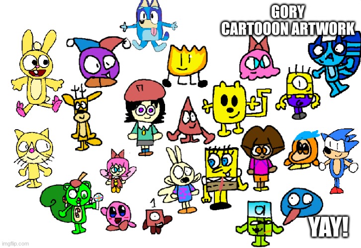 Gory Cartoon ArtWorks | GORY CARTOOON ARTWORK; YAY! | image tagged in gory cartoon artworks,open season,kirby,spongebob,rocko,numberblocks | made w/ Imgflip meme maker