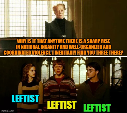At this point, why ask why? | WHY IS IT THAT ANYTIME THERE IS A SHARP RISE IN NATIONAL INSANITY AND WELL-ORGANIZED AND COORDINATED VIOLENCE, I INEVITABLY FIND YOU THREE THERE? LEFTIST; LEFTIST; LEFTIST | image tagged in always you three | made w/ Imgflip meme maker