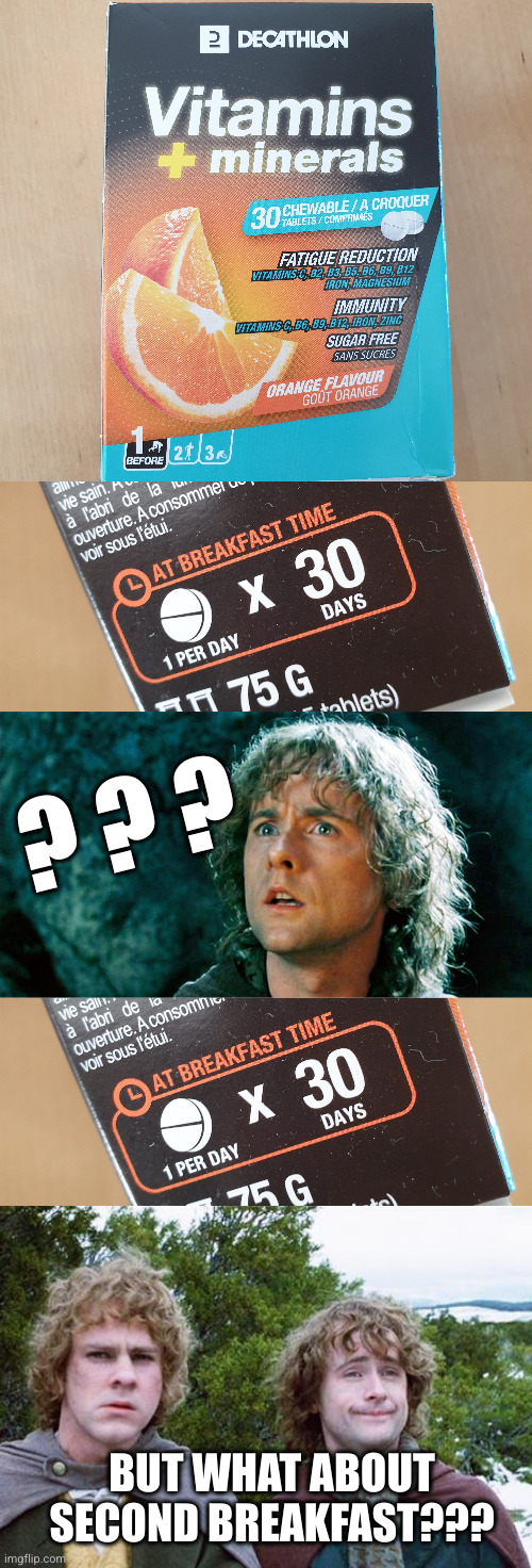 ? ? ? BUT WHAT ABOUT SECOND BREAKFAST??? | image tagged in second breakfast | made w/ Imgflip meme maker