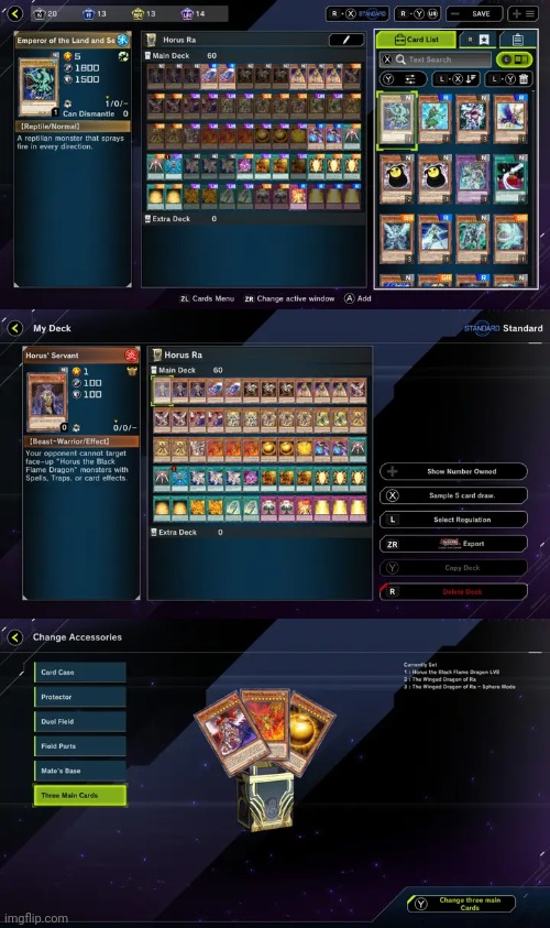 A Ra Horus deck I made in Master Duel! | image tagged in yugioh,master duel,gaming,video games,nintendo switch | made w/ Imgflip meme maker