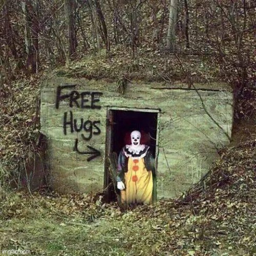 Hugging Pennywise | image tagged in hugging pennywise | made w/ Imgflip meme maker