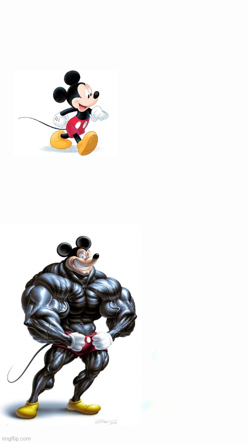 High Quality Normal mickey mouse vs buff mickey mouse Blank Meme Template