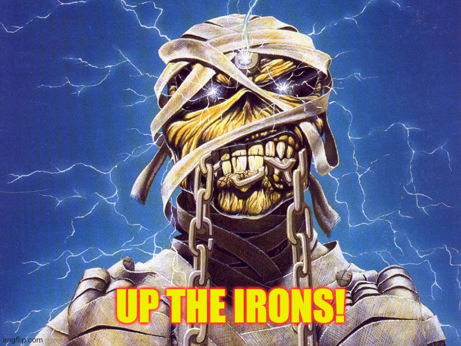 Iron Maiden | UP THE IRONS! | image tagged in iron maiden | made w/ Imgflip meme maker