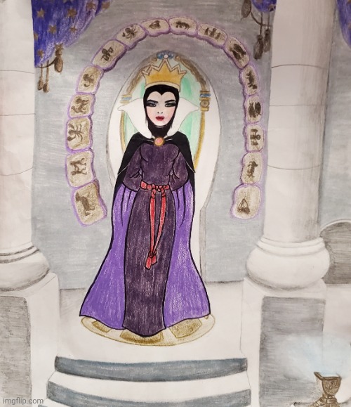 Evil Queen drawing (from Snow White) | image tagged in drawing,art,disney villains,disney,villain,evil | made w/ Imgflip meme maker