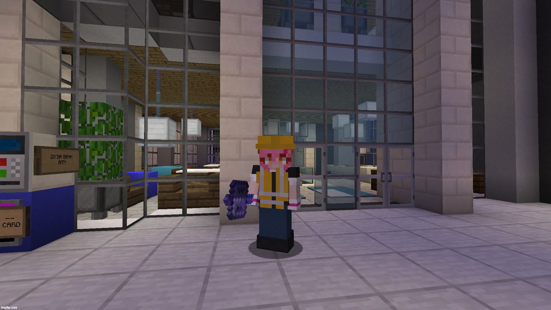 catgirl in construction outfit holding weapon of mass destruction | made w/ Imgflip meme maker