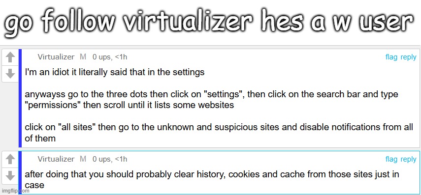 thanks!! ^w^ | go follow virtualizer hes a w user | made w/ Imgflip meme maker