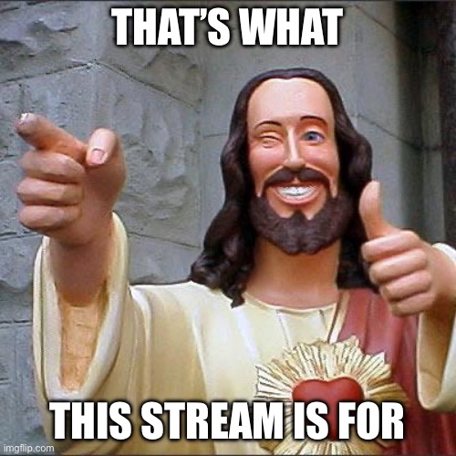 Buddy Christ | THAT’S WHAT; THIS STREAM IS FOR | image tagged in memes,buddy christ | made w/ Imgflip meme maker
