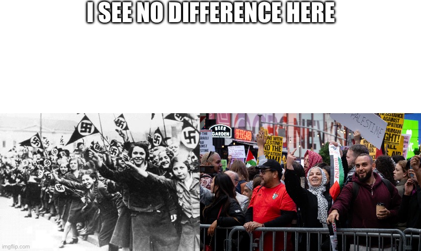 They are one in the same | I SEE NO DIFFERENCE HERE | image tagged in blank white template,nazis | made w/ Imgflip meme maker