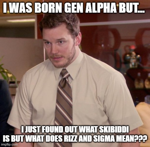 please comment what it is!!!! I need to know!!!! :( | I WAS BORN GEN ALPHA BUT... I JUST FOUND OUT WHAT SKIBIDDI IS BUT WHAT DOES RIZZ AND SIGMA MEAN??? | image tagged in memes,afraid to ask andy | made w/ Imgflip meme maker