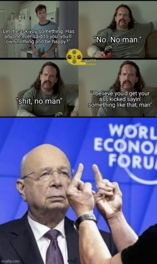 Flip Klaus schwab the bitdbird | image tagged in klaus schwab middle fingers,office space | made w/ Imgflip meme maker