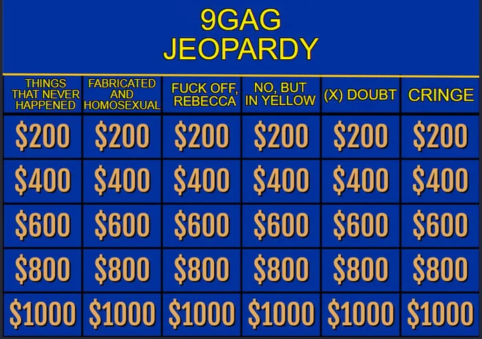 High Quality 9gag jeopardy Blank Meme Template