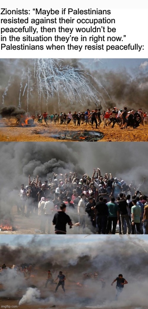 Look up “2018–2019 Gaza border protests” to see just how effective peaceful resistance is | made w/ Imgflip meme maker