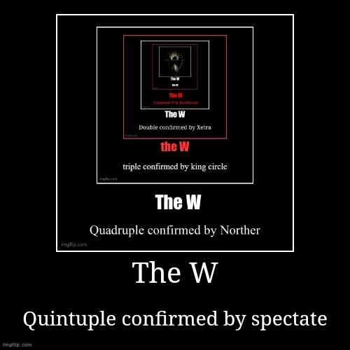 The W | Quintuple confirmed by spectate | image tagged in funny,demotivationals | made w/ Imgflip demotivational maker