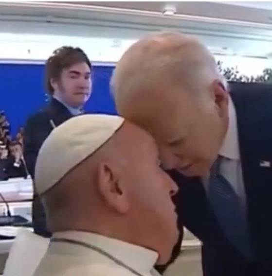 Milei’s reaction to Biden sniffing the Pope Blank Meme Template