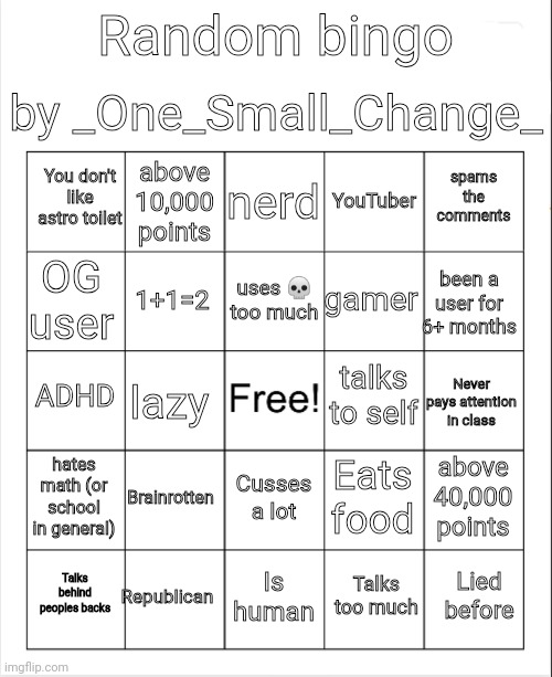 High Quality Random bingo by OSC Blank Meme Template