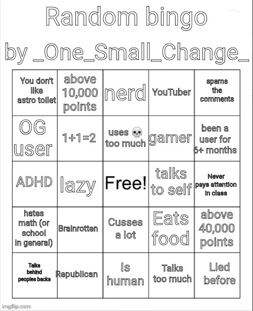 image tagged in random bingo by osc | made w/ Imgflip meme maker