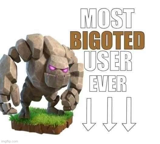 MOST BIGOTED USER EVER | image tagged in most bigoted user ever | made w/ Imgflip meme maker