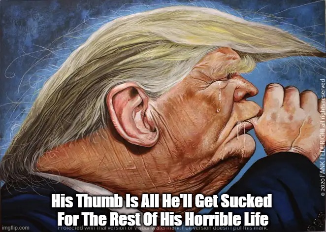 "His Thumb Is All He'll Get Sucked..." | His Thumb Is All He'll Get Sucked 
For The Rest Of His Horrible Life | image tagged in trump,thumbsucking,melania,demented donald,sorry ass old man,melania will have nothing to do with him | made w/ Imgflip meme maker